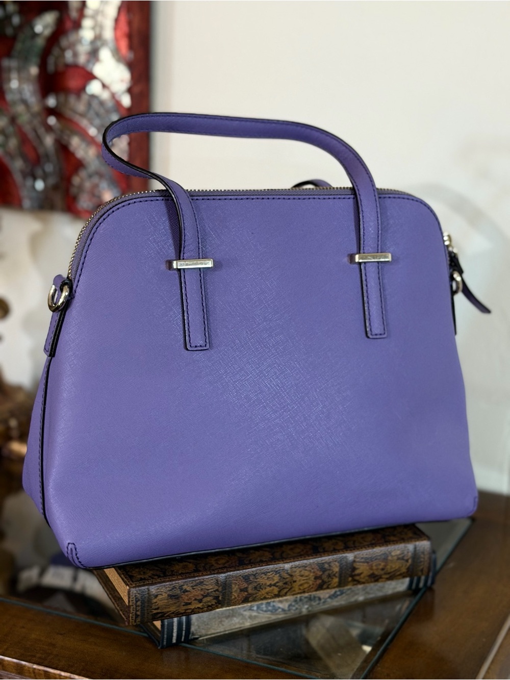 Kate Spade Cedar Street Maise Satchel Mountbatten Purple Saffiano Leather Preppy - Picture 2 of 6